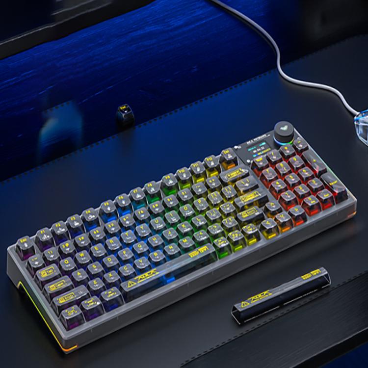 AULA F98Pro V3 لوحة مفاتيح ميكانيكية RGB بثلاثة أوضاع سلكية/2.4G/بلوتوث مع 99 مفتاح، محور كريستال جليدي