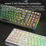 AULA F98Pro V3 لوحة مفاتيح ميكانيكية RGB بثلاثة أوضاع سلكية/2.4G/بلوتوث مع 99 مفتاح، محور كريستال جليدي