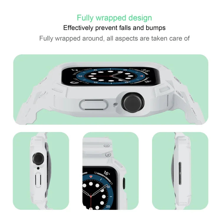 غطاء درع TPU مدمج مع سوار ساعة، لسلسلة Apple Watch 10 / 11 مقاس 46مم، لسلسلة Apple Watch 10 / 11 مقاس 42مم