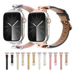 سوار ساعة من الجلد الطبيعي مع إبزيم على شكل X، لساعات Apple Watch مقاسات 46مم / 49مم / 45مم / 44مم، لساعات Apple Watch مقاسات 42مم / 41مم / 40مم / 38مم