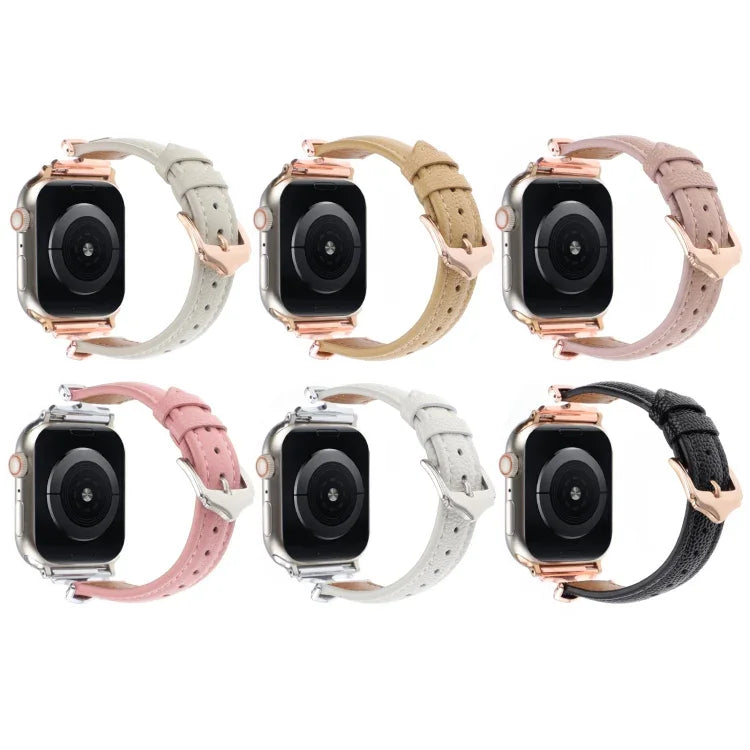 سوار ساعة من الجلد الطبيعي مع إبزيم على شكل X، لساعات Apple Watch مقاسات 46مم / 49مم / 45مم / 44مم، لساعات Apple Watch مقاسات 42مم / 41مم / 40مم / 38مم