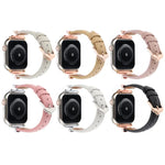 سوار ساعة من الجلد الطبيعي مع إبزيم على شكل X ونقشة نقطية، لساعات Apple Watch مقاسات 46مم / 49مم / 45مم / 44مم، لساعات Apple Watch مقاسات 42مم / 41مم / 40مم / 38مم