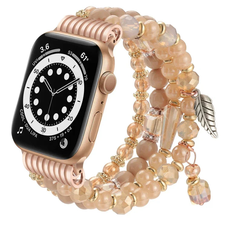 سوار ساعة بسلسلة خرز مع شرابة، لساعات Apple Watch مقاسات 46مم / 49مم / 45مم / 44مم، لساعات Apple Watch مقاسات 42مم / 41مم / 40مم / 38مم