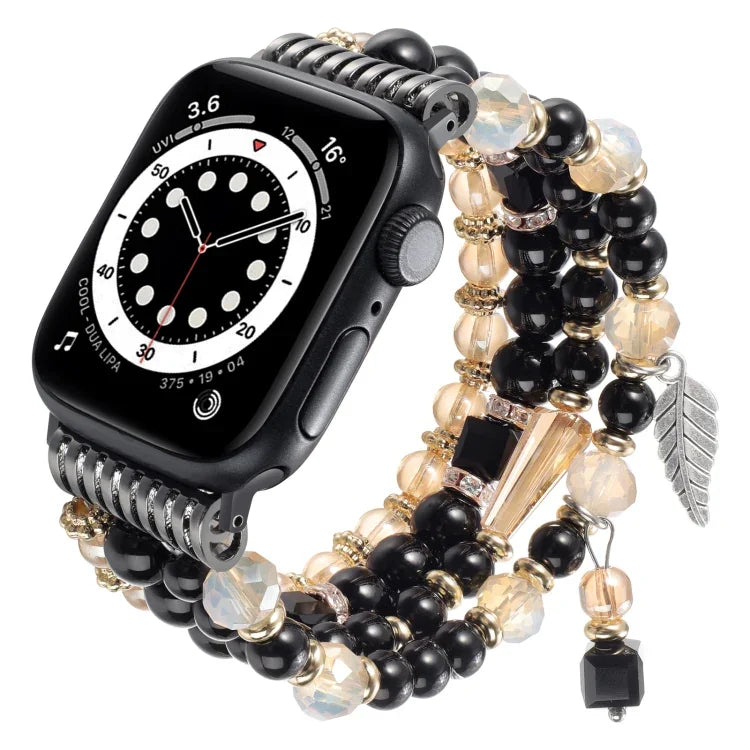 سوار ساعة بسلسلة خرز مع شرابة، لساعات Apple Watch مقاسات 46مم / 49مم / 45مم / 44مم، لساعات Apple Watch مقاسات 42مم / 41مم / 40مم / 38مم