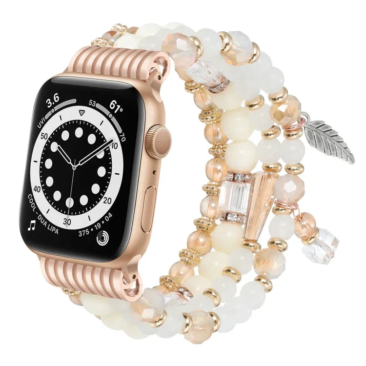 سوار ساعة بسلسلة خرز مع شرابة، لساعات Apple Watch مقاسات 46مم / 49مم / 45مم / 44مم، لساعات Apple Watch مقاسات 42مم / 41مم / 40مم / 38مم