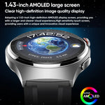 MT200 ساعة ذكية بمكالمة بشاشة AMOLED بحجم 1.43 بوصة مع حزام فولاذي مقاوم للماء IP67، تدعم تخطيط القلب الكهربائي