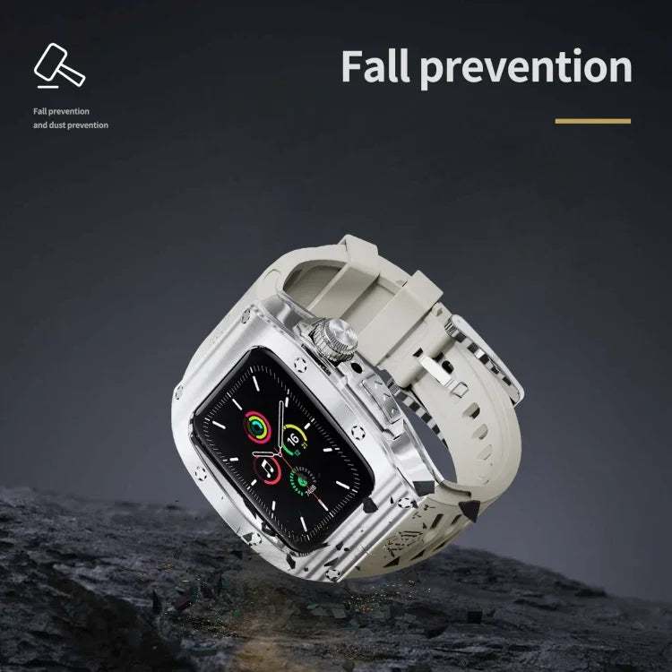 غطاء معدني درع RedPepper مدمج مع سوار سيليكون، لساعات Apple Watch مقاسات 44مم / 45مم