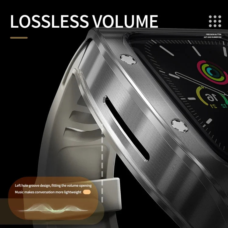غطاء معدني درع RedPepper مدمج مع سوار سيليكون، لساعات Apple Watch مقاسات 44مم / 45مم