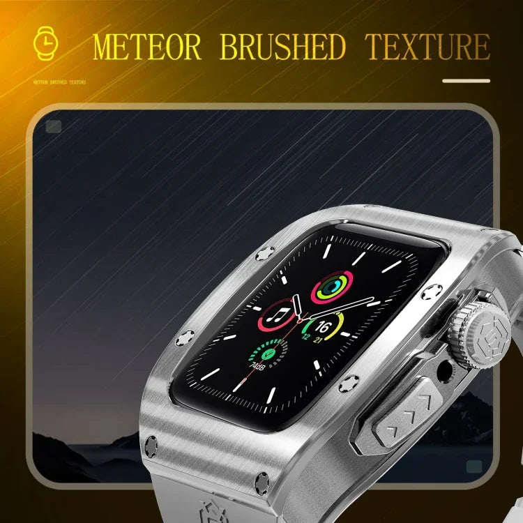 غطاء معدني درع RedPepper مدمج مع سوار سيليكون، لساعات Apple Watch مقاسات 44مم / 45مم