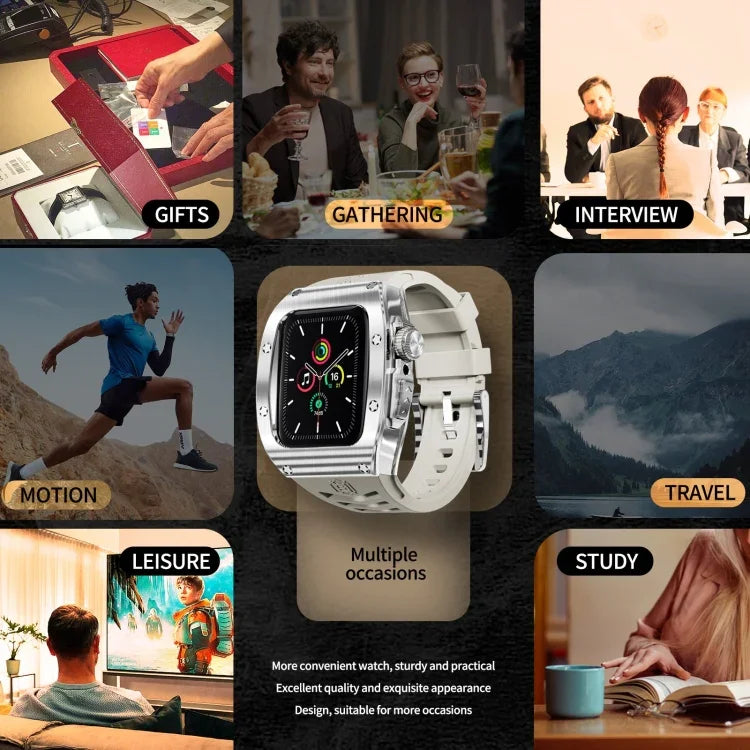 غطاء معدني درع RedPepper مدمج مع سوار سيليكون، لساعات Apple Watch مقاسات 44مم / 45مم