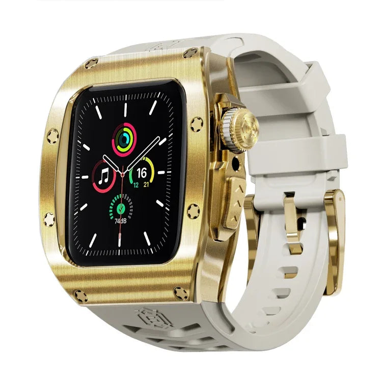 غطاء معدني درع RedPepper مدمج مع سوار سيليكون، لساعات Apple Watch مقاسات 44مم / 45مم