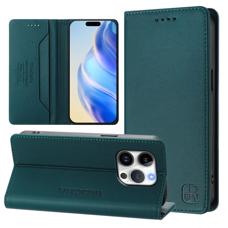 غطاء هاتف من الجلد مع شفط مغناطيسي مزدوج الطي و RFID، لأجهزة iPhone 17e / 16e، iPhone 17 Pro Max، iPhone 17 Pro، iPhone 17، iPhone Air، iPhone 16 Pro Max
