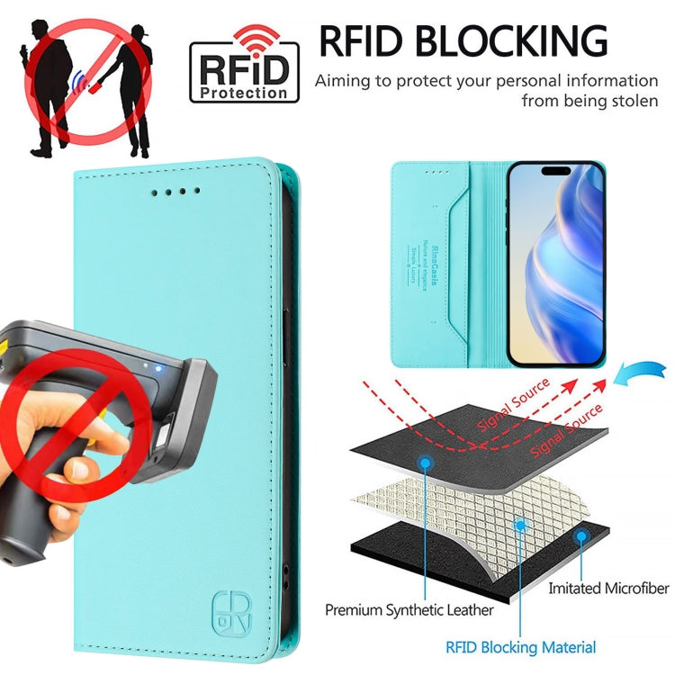 غطاء هاتف جلدي مغناطيسي RC01 قابل للطي مزدوج مع خاصية RFID، لهواتف iPhone 16 Pro، iPhone 16 Plus، iPhone 16، iPhone 15 Pro Max، iPhone 15 Pro، iPhone 15 Plus