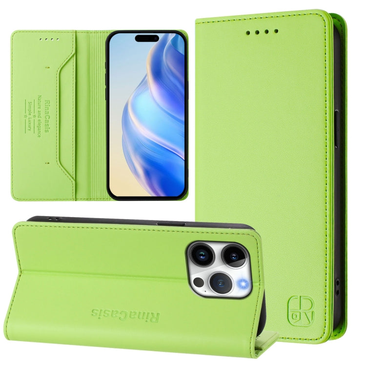 غطاء هاتف جلدي مغناطيسي RC01 قابل للطي مزدوج مع خاصية RFID، لهواتف iPhone 16 Pro، iPhone 16 Plus، iPhone 16، iPhone 15 Pro Max، iPhone 15 Pro، iPhone 15 Plus