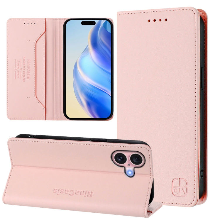غطاء هاتف جلدي مغناطيسي RC01 قابل للطي مزدوج مع خاصية RFID، لهواتف iPhone 16 Pro، iPhone 16 Plus، iPhone 16، iPhone 15 Pro Max، iPhone 15 Pro، iPhone 15 Plus