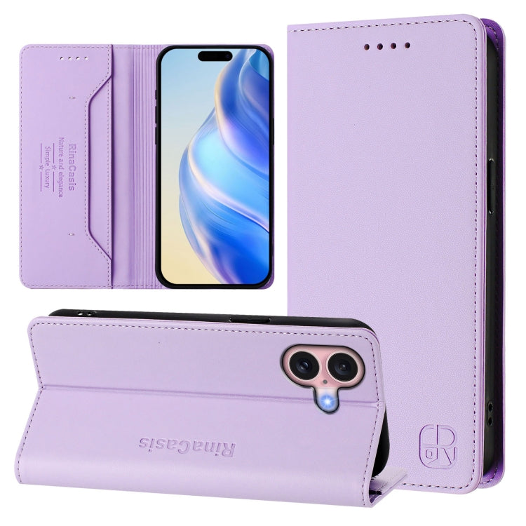 غطاء هاتف جلدي مغناطيسي RC01 قابل للطي مزدوج مع خاصية RFID، لهواتف iPhone 16 Pro، iPhone 16 Plus، iPhone 16، iPhone 15 Pro Max، iPhone 15 Pro، iPhone 15 Plus