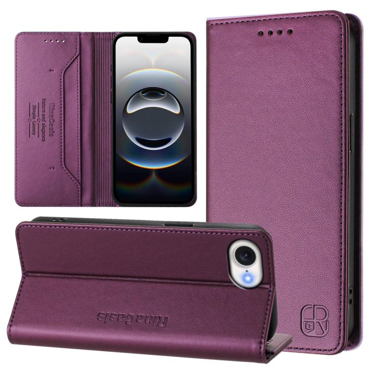 غطاء هاتف من الجلد مع شفط مغناطيسي مزدوج الطي و RFID، لأجهزة iPhone 17e / 16e، iPhone 17 Pro Max، iPhone 17 Pro، iPhone 17، iPhone Air، iPhone 16 Pro Max