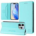 غطاء هاتف جلدي مغناطيسي RC01 قابل للطي مزدوج مع خاصية RFID، لهواتف iPhone 16 Pro، iPhone 16 Plus، iPhone 16، iPhone 15 Pro Max، iPhone 15 Pro، iPhone 15 Plus