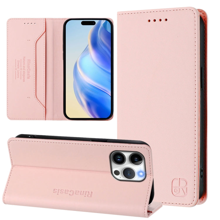 غطاء هاتف جلدي مغناطيسي RC01 قابل للطي مزدوج مع خاصية RFID، لهواتف iPhone 16 Pro، iPhone 16 Plus، iPhone 16، iPhone 15 Pro Max، iPhone 15 Pro، iPhone 15 Plus