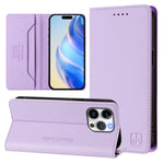 غطاء هاتف جلدي مغناطيسي RC01 قابل للطي مزدوج مع خاصية RFID، لهواتف iPhone 16 Pro، iPhone 16 Plus، iPhone 16، iPhone 15 Pro Max، iPhone 15 Pro، iPhone 15 Plus