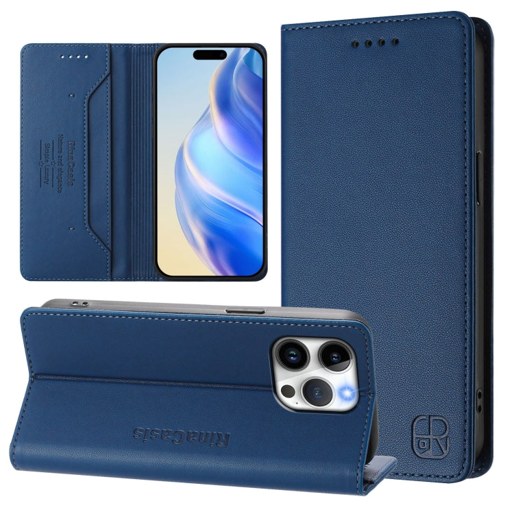 غطاء هاتف جلدي مغناطيسي RC01 قابل للطي مزدوج مع خاصية RFID، لهواتف iPhone 16 Pro، iPhone 16 Plus، iPhone 16، iPhone 15 Pro Max، iPhone 15 Pro، iPhone 15 Plus