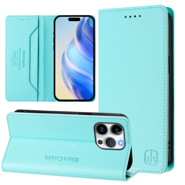 غطاء هاتف جلدي مغناطيسي RC01 قابل للطي مزدوج مع خاصية RFID، لهواتف iPhone 16 Pro، iPhone 16 Plus، iPhone 16، iPhone 15 Pro Max، iPhone 15 Pro، iPhone 15 Plus