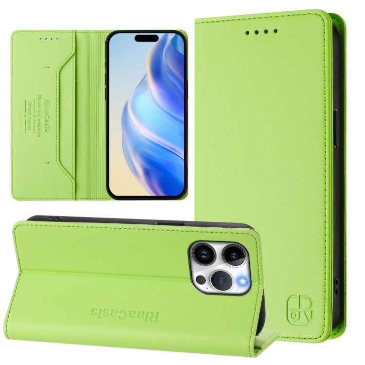 غطاء هاتف جلدي مغناطيسي RC01 قابل للطي مزدوج مع خاصية RFID، لهواتف iPhone 16 Pro، iPhone 16 Plus، iPhone 16، iPhone 15 Pro Max، iPhone 15 Pro، iPhone 15 Plus