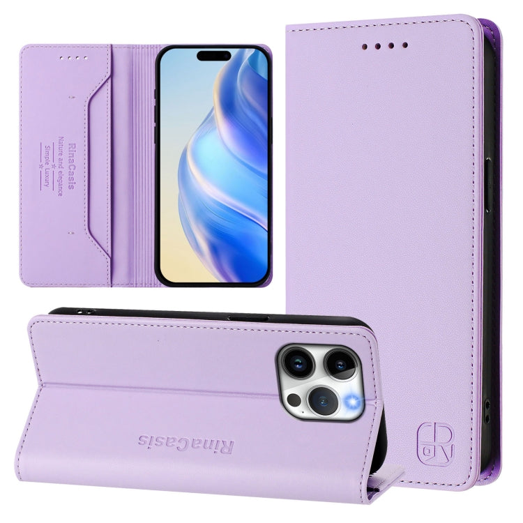 غطاء هاتف جلدي مغناطيسي RC01 قابل للطي مزدوج مع خاصية RFID، لهواتف iPhone 16 Pro، iPhone 16 Plus، iPhone 16، iPhone 15 Pro Max، iPhone 15 Pro، iPhone 15 Plus