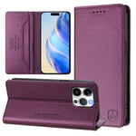 غطاء هاتف جلدي مغناطيسي RC01 قابل للطي مزدوج مع خاصية RFID، لهواتف iPhone 16 Pro، iPhone 16 Plus، iPhone 16، iPhone 15 Pro Max، iPhone 15 Pro، iPhone 15 Plus