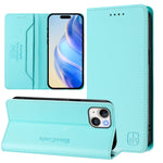 غطاء هاتف جلدي مغناطيسي RC01 قابل للطي مزدوج مع خاصية RFID، لهواتف iPhone 16 Pro، iPhone 16 Plus، iPhone 16، iPhone 15 Pro Max، iPhone 15 Pro، iPhone 15 Plus