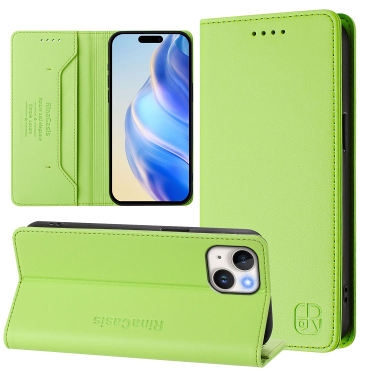 غطاء هاتف جلدي مغناطيسي RC01 قابل للطي مزدوج مع خاصية RFID، لهواتف iPhone 16 Pro، iPhone 16 Plus، iPhone 16، iPhone 15 Pro Max، iPhone 15 Pro، iPhone 15 Plus