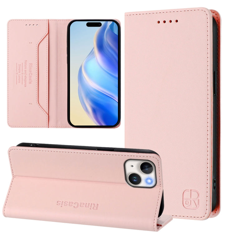 غطاء هاتف جلدي مغناطيسي RC01 قابل للطي مزدوج مع خاصية RFID، لهواتف iPhone 16 Pro، iPhone 16 Plus، iPhone 16، iPhone 15 Pro Max، iPhone 15 Pro، iPhone 15 Plus