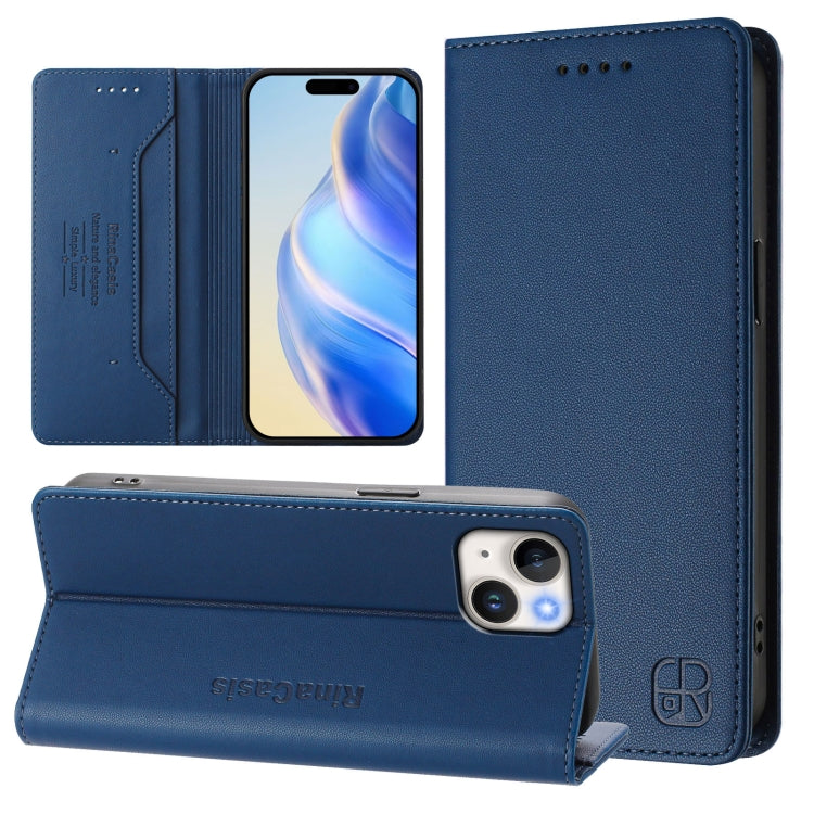 غطاء هاتف جلدي مغناطيسي RC01 قابل للطي مزدوج مع خاصية RFID، لهواتف iPhone 16 Pro، iPhone 16 Plus، iPhone 16، iPhone 15 Pro Max، iPhone 15 Pro، iPhone 15 Plus