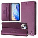 غطاء هاتف جلدي مغناطيسي RC01 قابل للطي مزدوج مع خاصية RFID، لهواتف iPhone 16 Pro، iPhone 16 Plus، iPhone 16، iPhone 15 Pro Max، iPhone 15 Pro، iPhone 15 Plus