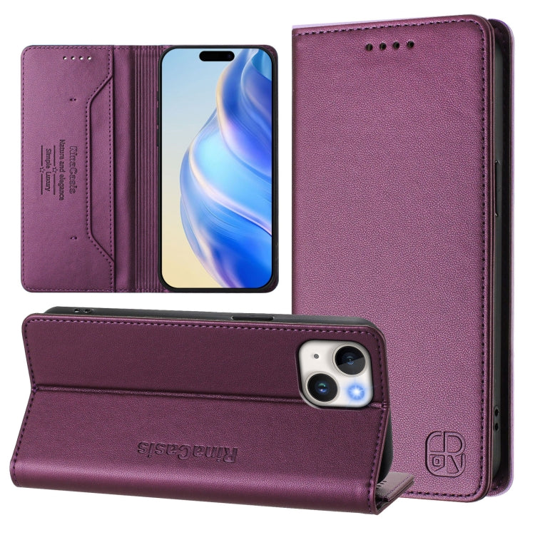 RC01 Dual-Folded Magnetic Suction RFID Leather Phone Case, For iPhone 13 Pro Max, For iPhone 13 Pro, For iPhone 13 mini, For iPhone 12 / 12 Pro, For iPhone 12 Pro Max, For iPhone 12 mini