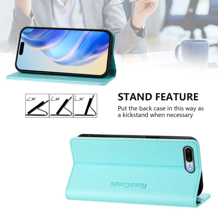غطاء هاتف جلدي RFID مغناطيسي قابل للطي المزدوج RC01، لـ iPhone 7 Plus / 8 Plus