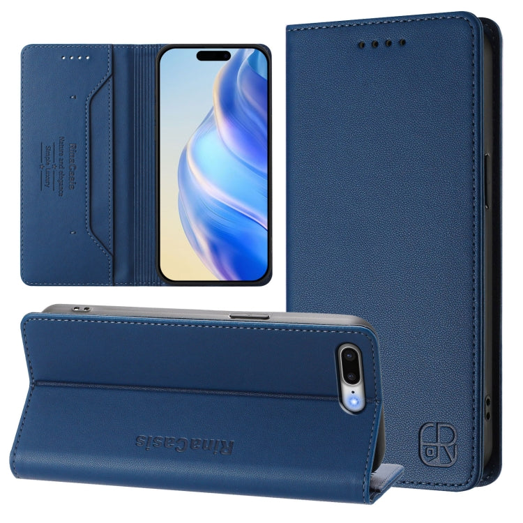 غطاء هاتف جلدي RFID مغناطيسي قابل للطي المزدوج RC01، لـ iPhone 7 Plus / 8 Plus