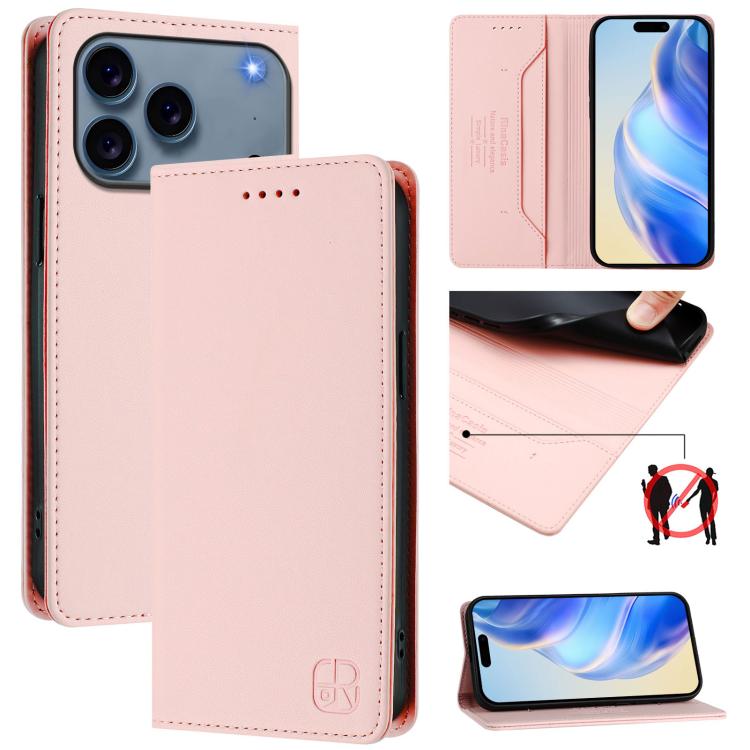 غطاء هاتف من الجلد مع شفط مغناطيسي مزدوج الطي و RFID، لأجهزة iPhone 17e / 16e، iPhone 17 Pro Max، iPhone 17 Pro، iPhone 17، iPhone Air، iPhone 16 Pro Max
