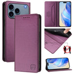 غطاء هاتف من الجلد مع شفط مغناطيسي مزدوج الطي و RFID، لأجهزة iPhone 17e / 16e، iPhone 17 Pro Max، iPhone 17 Pro، iPhone 17، iPhone Air، iPhone 16 Pro Max