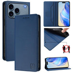 غطاء هاتف من الجلد مع شفط مغناطيسي مزدوج الطي و RFID، لأجهزة iPhone 17e / 16e، iPhone 17 Pro Max، iPhone 17 Pro، iPhone 17، iPhone Air، iPhone 16 Pro Max