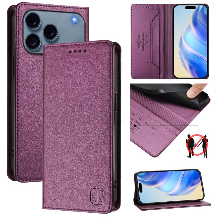 غطاء هاتف من الجلد مع شفط مغناطيسي مزدوج الطي و RFID، لأجهزة iPhone 17e / 16e، iPhone 17 Pro Max، iPhone 17 Pro، iPhone 17، iPhone Air، iPhone 16 Pro Max