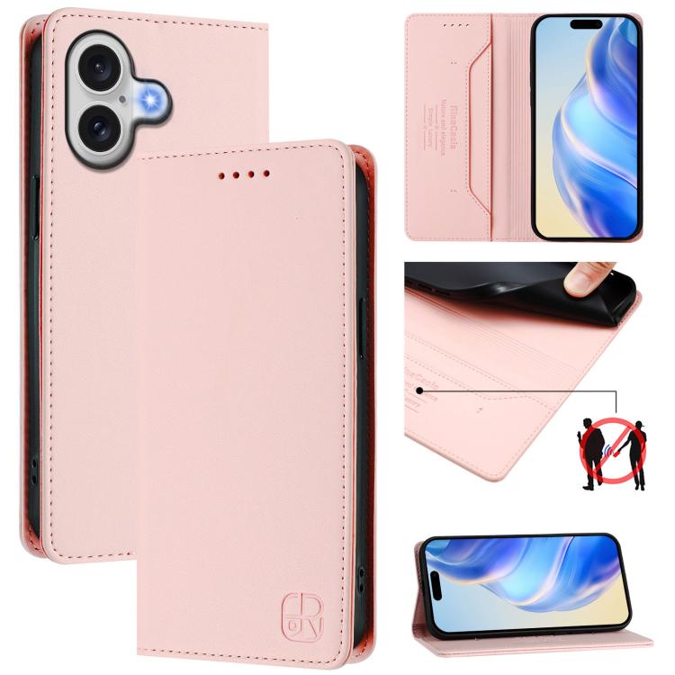 غطاء هاتف من الجلد مع شفط مغناطيسي مزدوج الطي و RFID، لأجهزة iPhone 17e / 16e، iPhone 17 Pro Max، iPhone 17 Pro، iPhone 17، iPhone Air، iPhone 16 Pro Max
