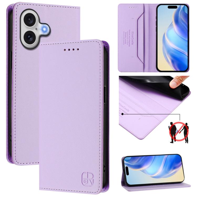 غطاء هاتف من الجلد مع شفط مغناطيسي مزدوج الطي و RFID، لأجهزة iPhone 17e / 16e، iPhone 17 Pro Max، iPhone 17 Pro، iPhone 17، iPhone Air، iPhone 16 Pro Max