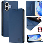 غطاء هاتف من الجلد مع شفط مغناطيسي مزدوج الطي و RFID، لأجهزة iPhone 17e / 16e، iPhone 17 Pro Max، iPhone 17 Pro، iPhone 17، iPhone Air، iPhone 16 Pro Max