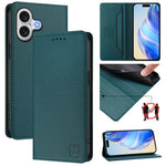 غطاء هاتف من الجلد مع شفط مغناطيسي مزدوج الطي و RFID، لأجهزة iPhone 17e / 16e، iPhone 17 Pro Max، iPhone 17 Pro، iPhone 17، iPhone Air، iPhone 16 Pro Max