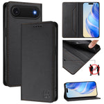 غطاء هاتف من الجلد مع شفط مغناطيسي مزدوج الطي و RFID، لأجهزة iPhone 17e / 16e، iPhone 17 Pro Max، iPhone 17 Pro، iPhone 17، iPhone Air، iPhone 16 Pro Max