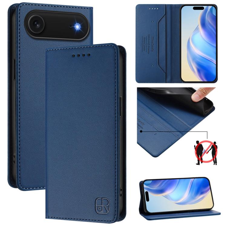 غطاء هاتف من الجلد مع شفط مغناطيسي مزدوج الطي و RFID، لأجهزة iPhone 17e / 16e، iPhone 17 Pro Max، iPhone 17 Pro، iPhone 17، iPhone Air، iPhone 16 Pro Max