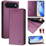 غطاء هاتف من الجلد مع شفط مغناطيسي مزدوج الطي و RFID، لأجهزة iPhone 17e / 16e، iPhone 17 Pro Max، iPhone 17 Pro، iPhone 17، iPhone Air، iPhone 16 Pro Max