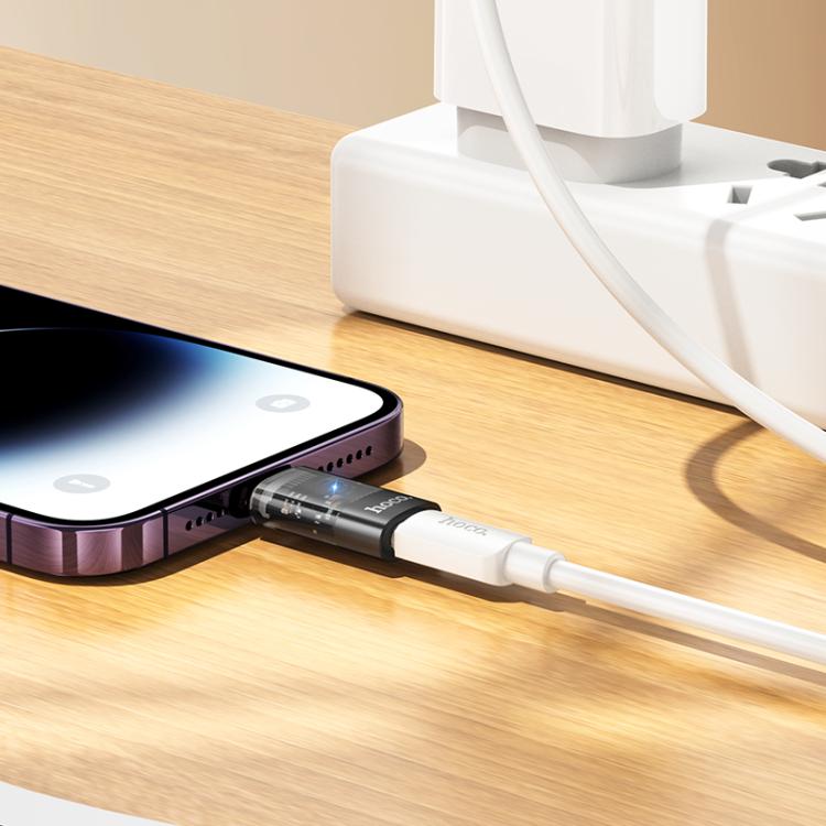 محول شفاف hoco UA36A من 8 دبابيس ذكر إلى USB-C / Type-C أنثى OTG، 8 دبابيس ذكر إلى USB-C / Type-C أنثى