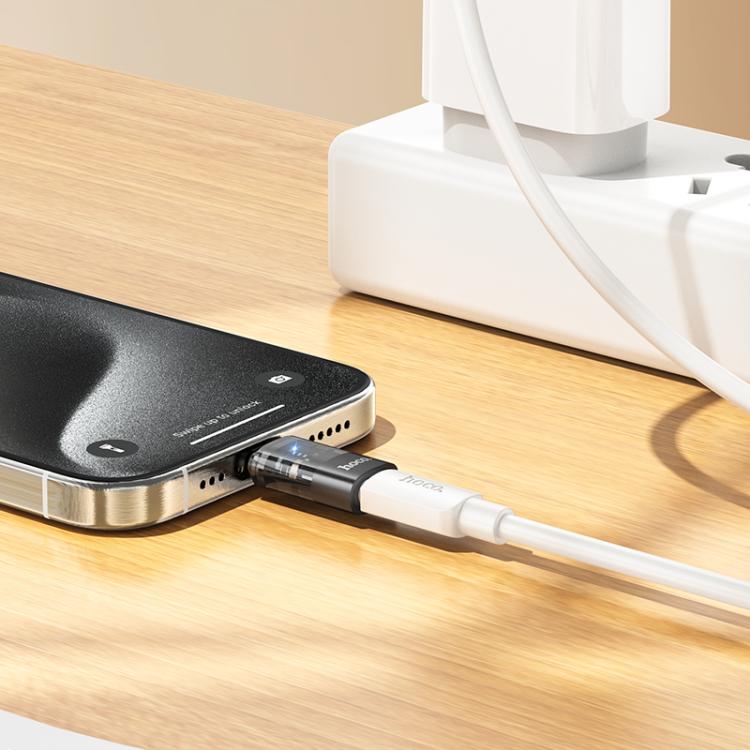محول شفاف hoco UA36D من USB-C / Type-C ذكر إلى 8 دبابيس أنثى OTG، USB-C / Type-C ذكر إلى 8 دبابيس أنثى